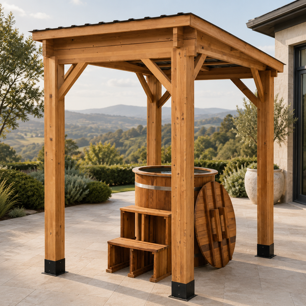 Redwood Outdoor Heat-Treated Hemlock Gazebo 6' x 7'