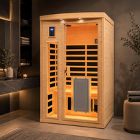 Low EMF, There is also a heating plate on the glass door, Hemlock wood Far-infrared indoor Two person sauna room