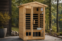 Two Person Far Infrared Old Fir Outdoor Sauna Room with Bluetooth and LED Lighting