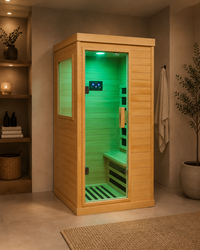 Infrared Sauna Room Single Room With Hemlock Frame, 6 Heating Plates, Built-In Lights And Bluetooth Audio - Natural